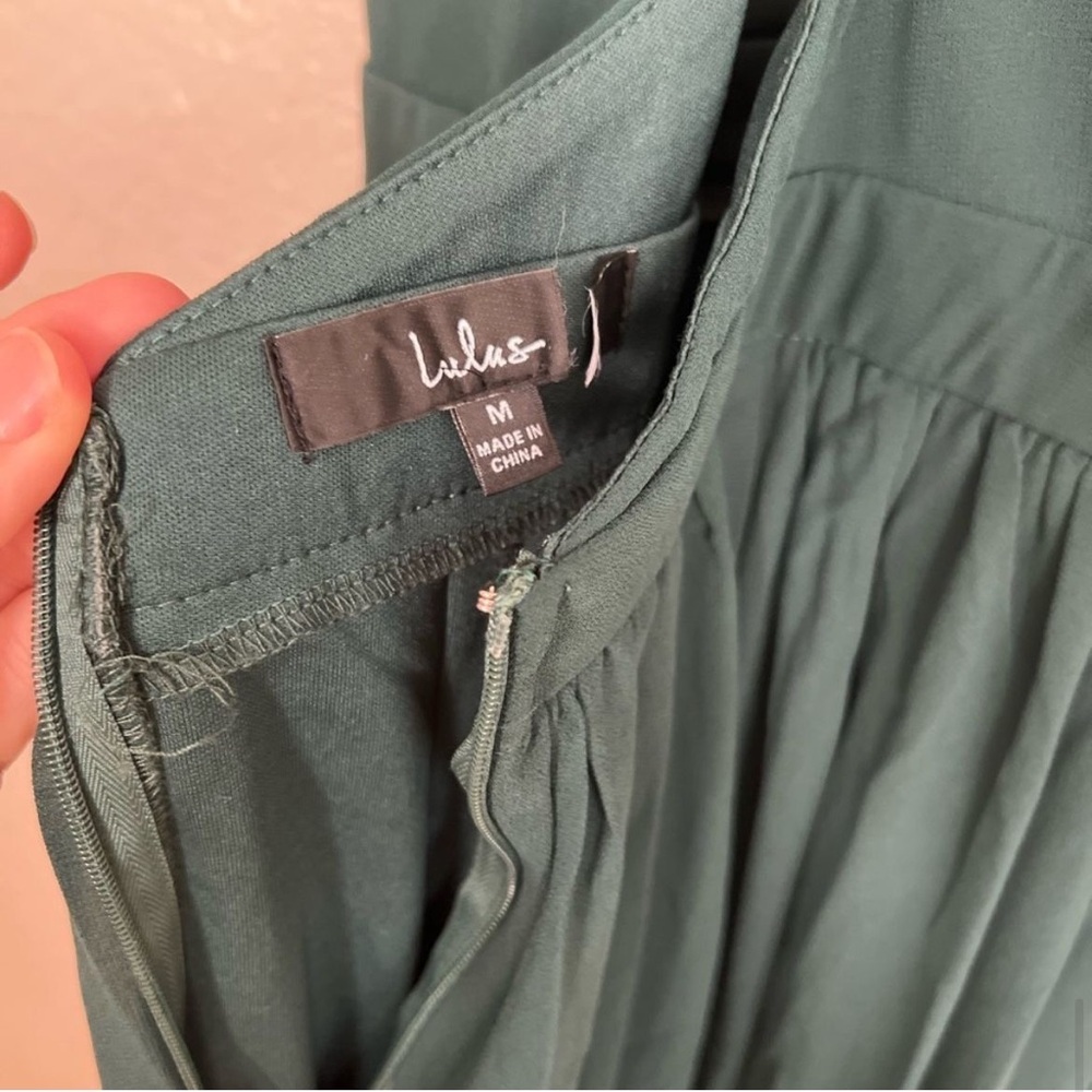 Lulu's Deep Green Plunge V-Neck Maxi Dress - Picture 4 of 4